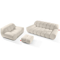 SITZGARNITUR VENA Bouclé, Weiß - Weiß, Holz/Textil (65/38/65cm) - KONSIMO®