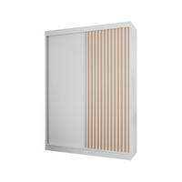 SCHIEBETÜRENSCHRANK LAMELIS - Eiche Wotan/Weiß, Holzwerkstoff (150/215/61cm) - Meblini