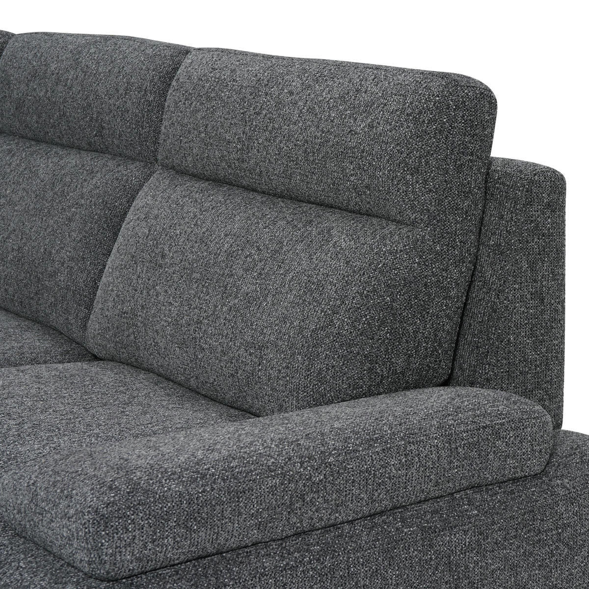 ECKSOFA Webstoff Grau - Schwarz/Grau, Textil/Metall (304/176cm) - Furnhouse