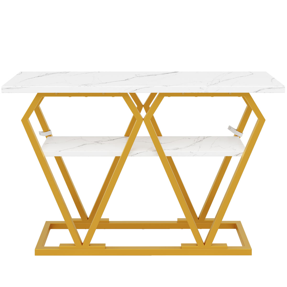 KONSOLENTISCH 120/29,5/80 cm Weiß in Marmoroptik mit Ablage MDF Metall - Weiß, Holzwerkstoff (120/29.5/80cm) - OKWISH