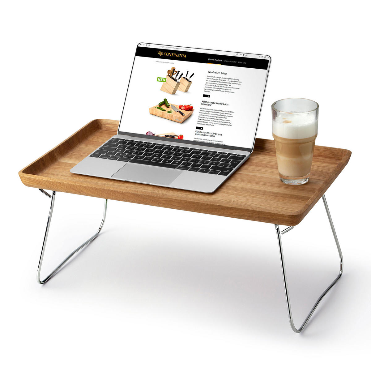 BETTTABLETT, Eichenholz, 53 x 32 cm - Birkefarben, Holz (33/8/54cm) - Continenta