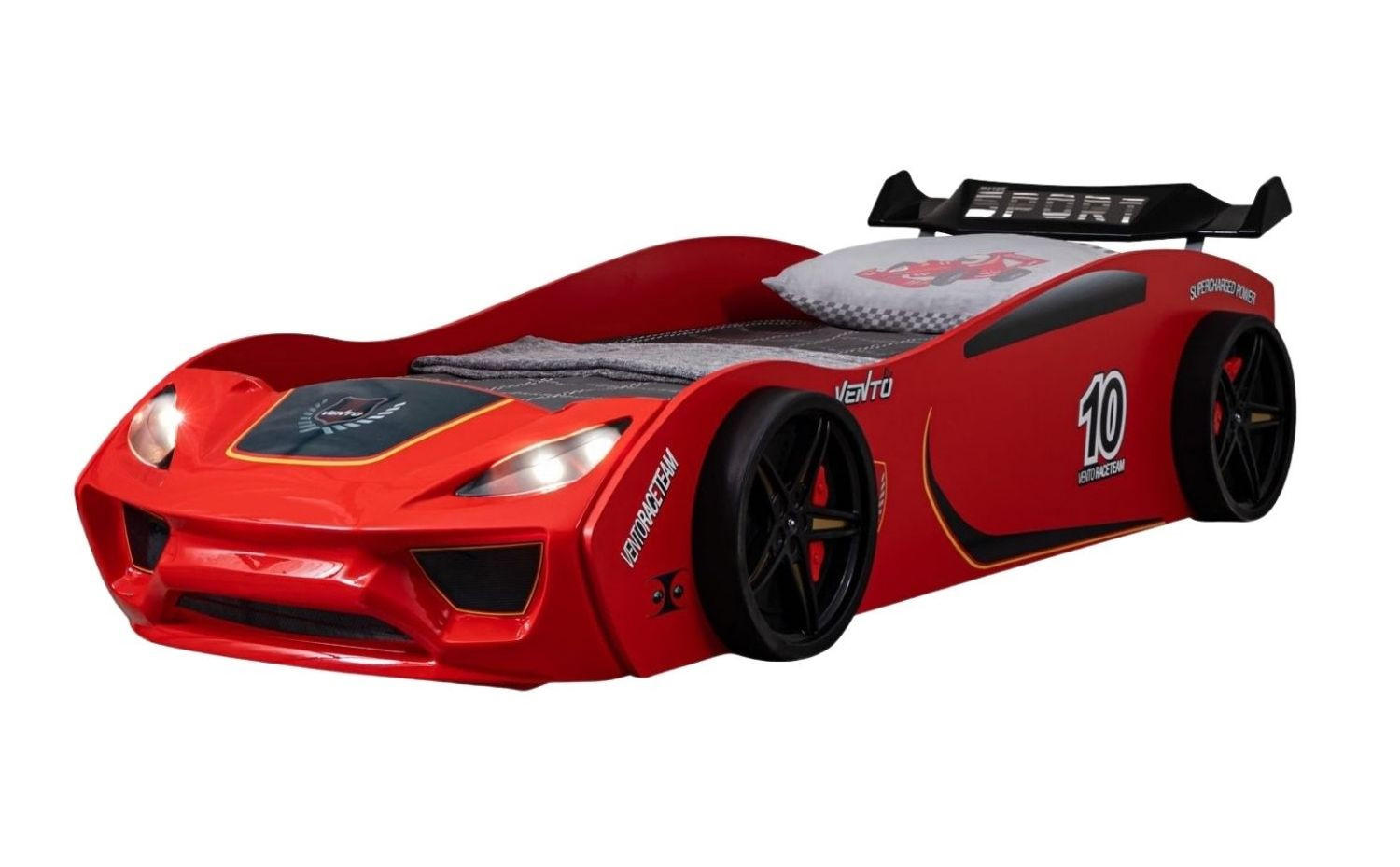 AUTOBETT VENTO SPORT in Rot Kinderbett mit Lederpolster und Lattenrost - Rot, Holzwerkstoff (90/200cm) - Coemo