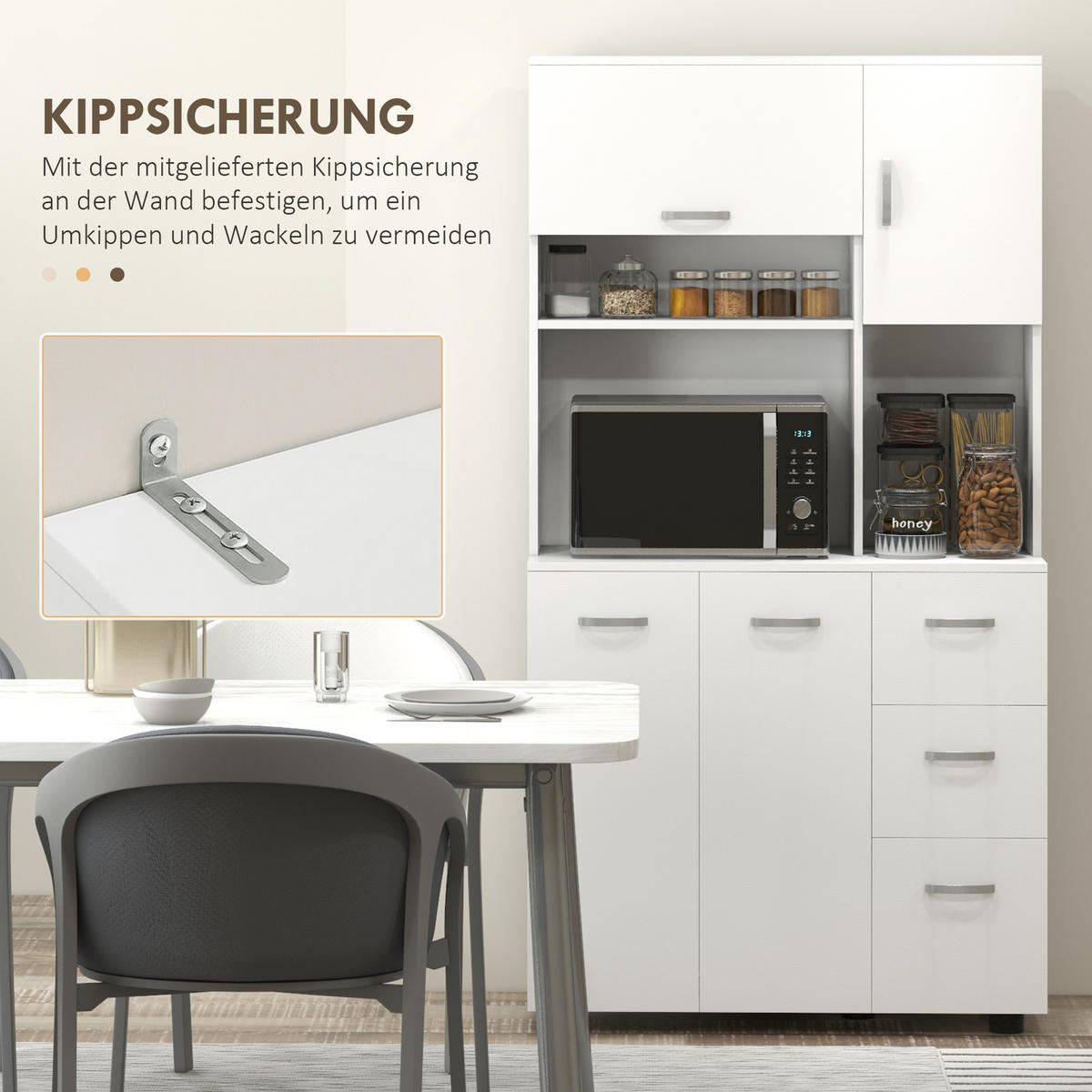 KÜCHENSCHRANK, MDF, Weiß, 89L x 39,5B x 168H cm - Weiß, Holzwerkstoff (39.5/168/89cm) - HOMCOM
