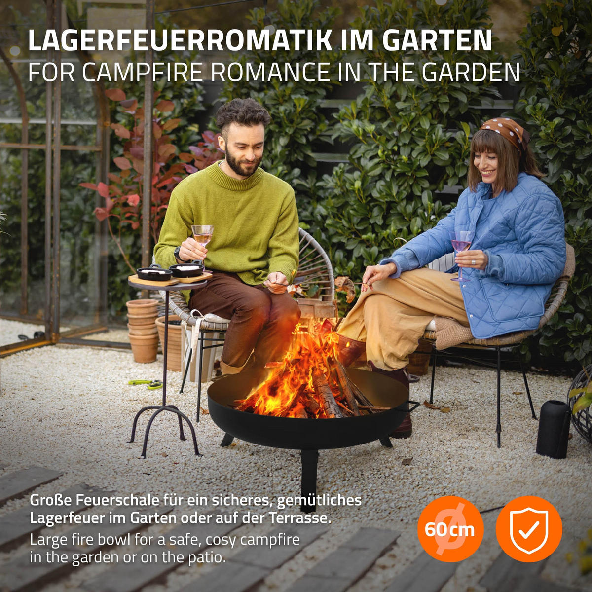 FEUERSCHALE - Schwarz, Metall (60/27/67.5cm) - ECD-Germany