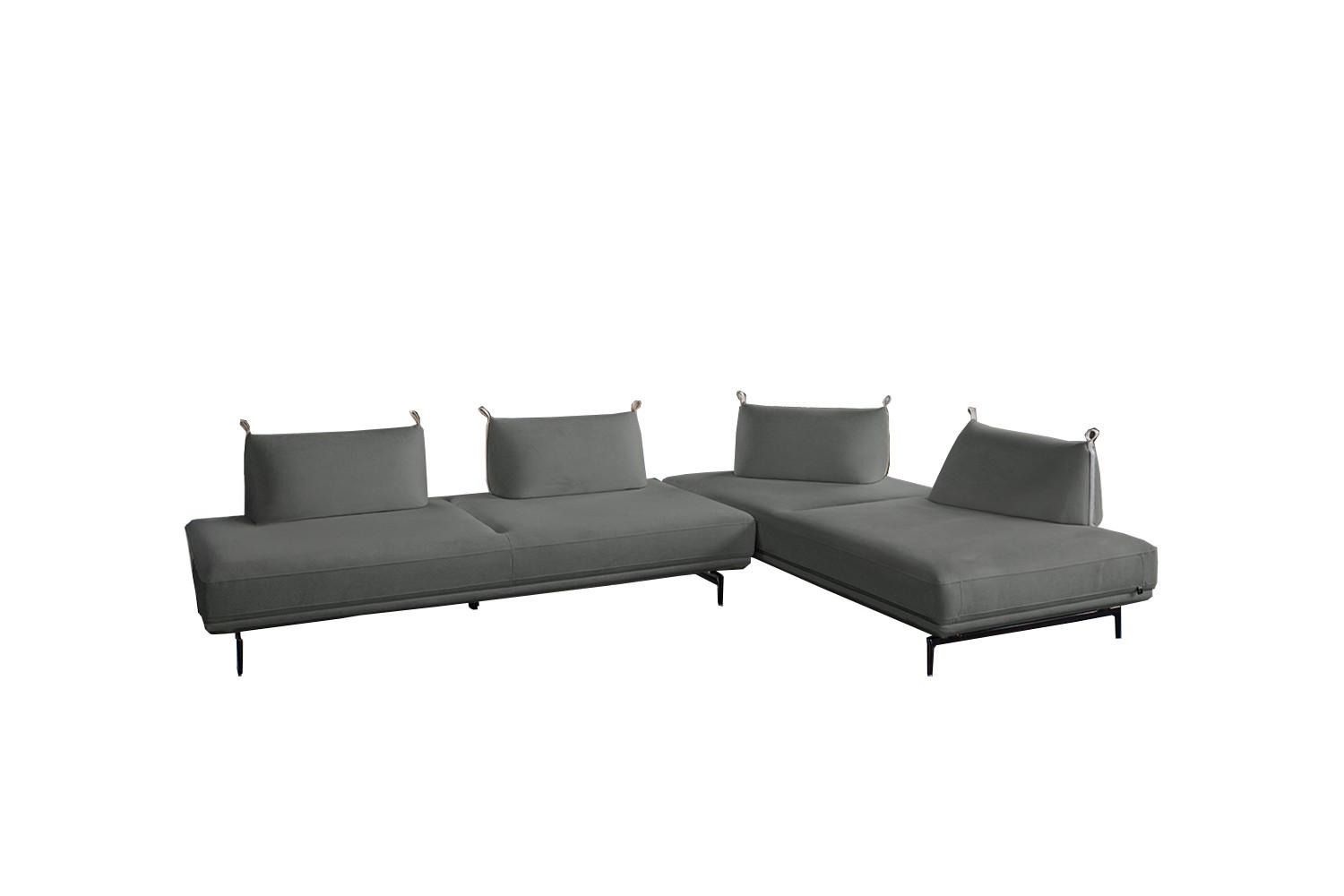 ECKSOFA CANE Taupe Webstoff - Taupe/Schwarz, Textil/Metall (310/210cm) - KAWOLA