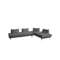 ECKSOFA CANE Taupe Webstoff - Taupe/Schwarz, Textil/Metall (310/210cm) - KAWOLA