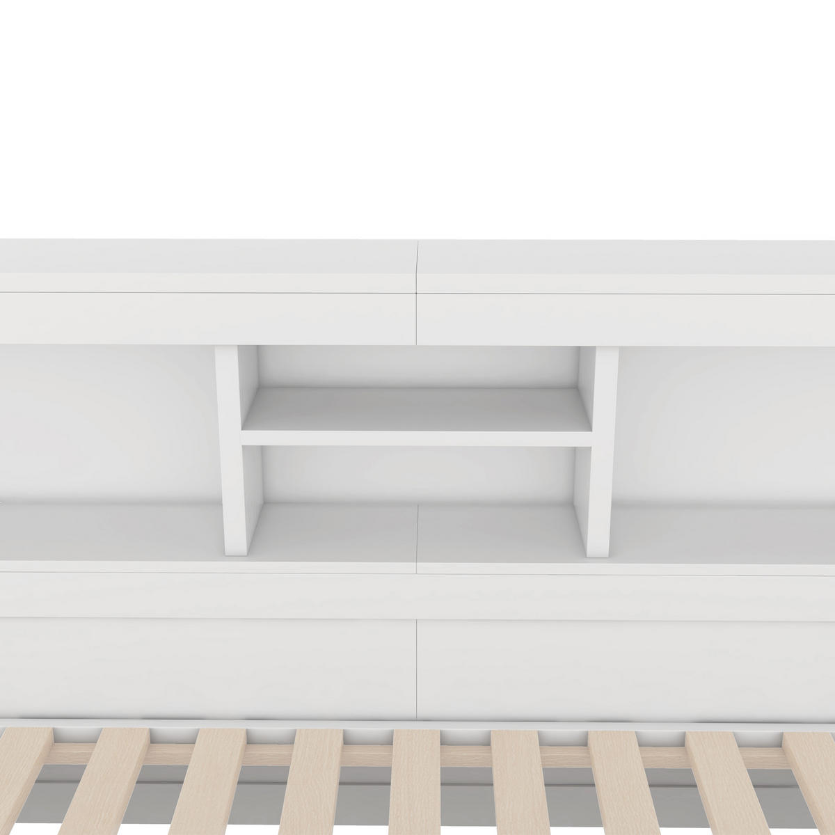 SCHLAFSOFA 140x200cm Weiß LED-Licht Bettseite Staufach Ausziehbett USB - Weiß, Holz (140/200cm) - FLIEKS