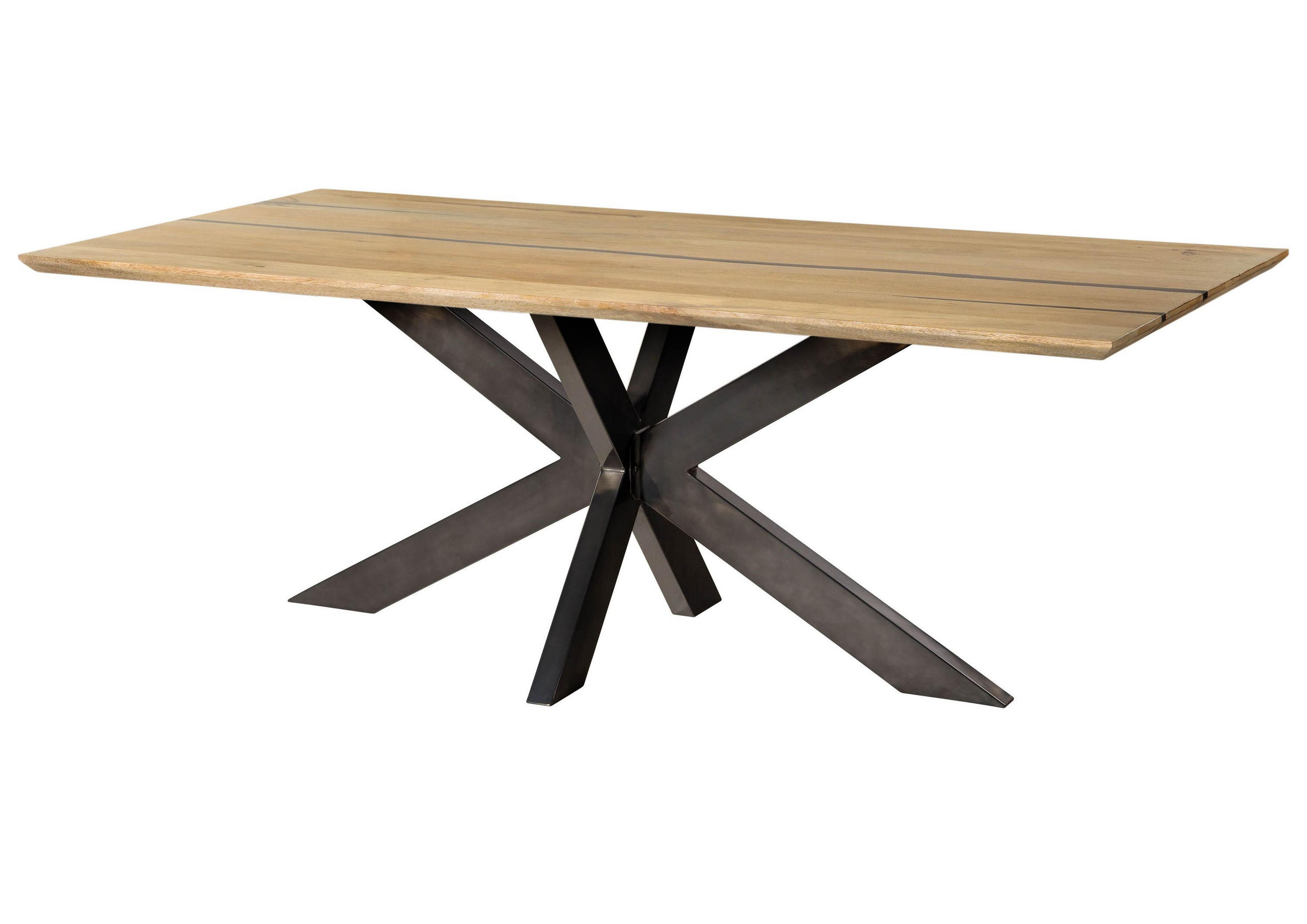 ESSTISCH Mango 240x100x74 natur lackiert / Epoxid schwarz, Kreuzgestell anthrazit glänzend EPOXY - Naturfarben, Holz (240/100/74cm) - Massivmoebel24