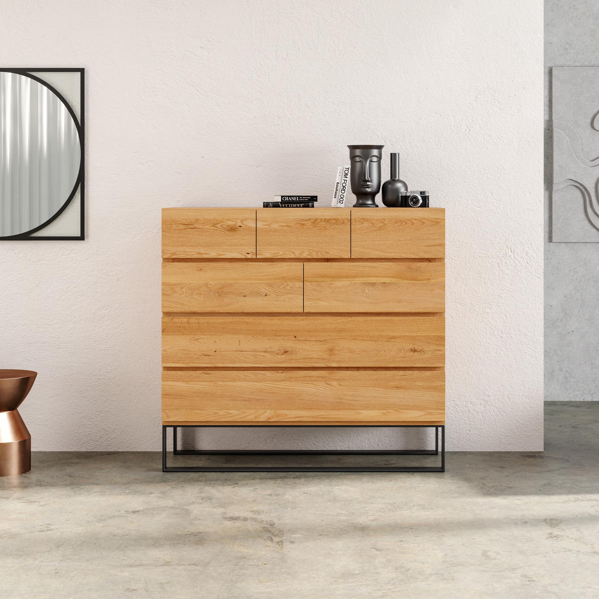 SIDEBOARD Keen aus massivem Eichenholz - Eichefarben/Naturfarben, Holz (120/112/50cm) - Danzz