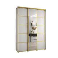 SCHWEBETÜRENSCHRANK 235,2/180/60 3-türig - Goldfarben/Weiß, Holz/Metall (180/235/60cm) - Abiks Möbel
