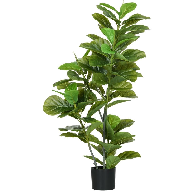 KUNSTPFLANZEN Ficus-Pflanze 15/15/110 cm grün aus Kunststoff mit Topf - Grün, Kunststoff (110cm) - OKWISH
