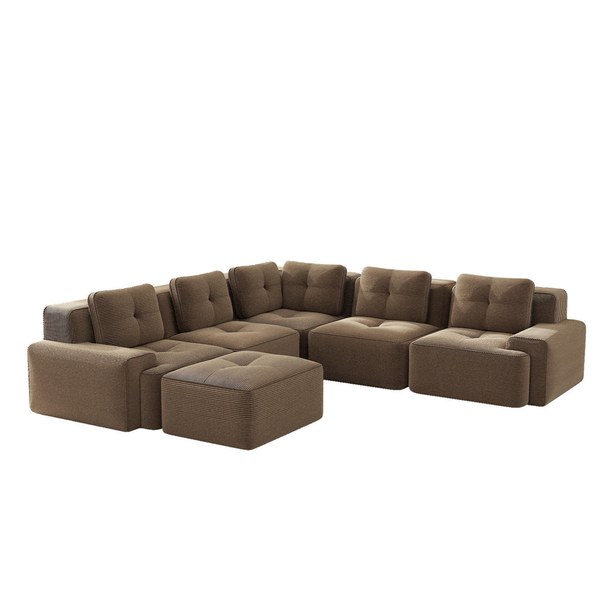 ECKSOFA modulares Design Cordstoff Braun - Braun, Kunststoff (295/295cm) - Meubliv