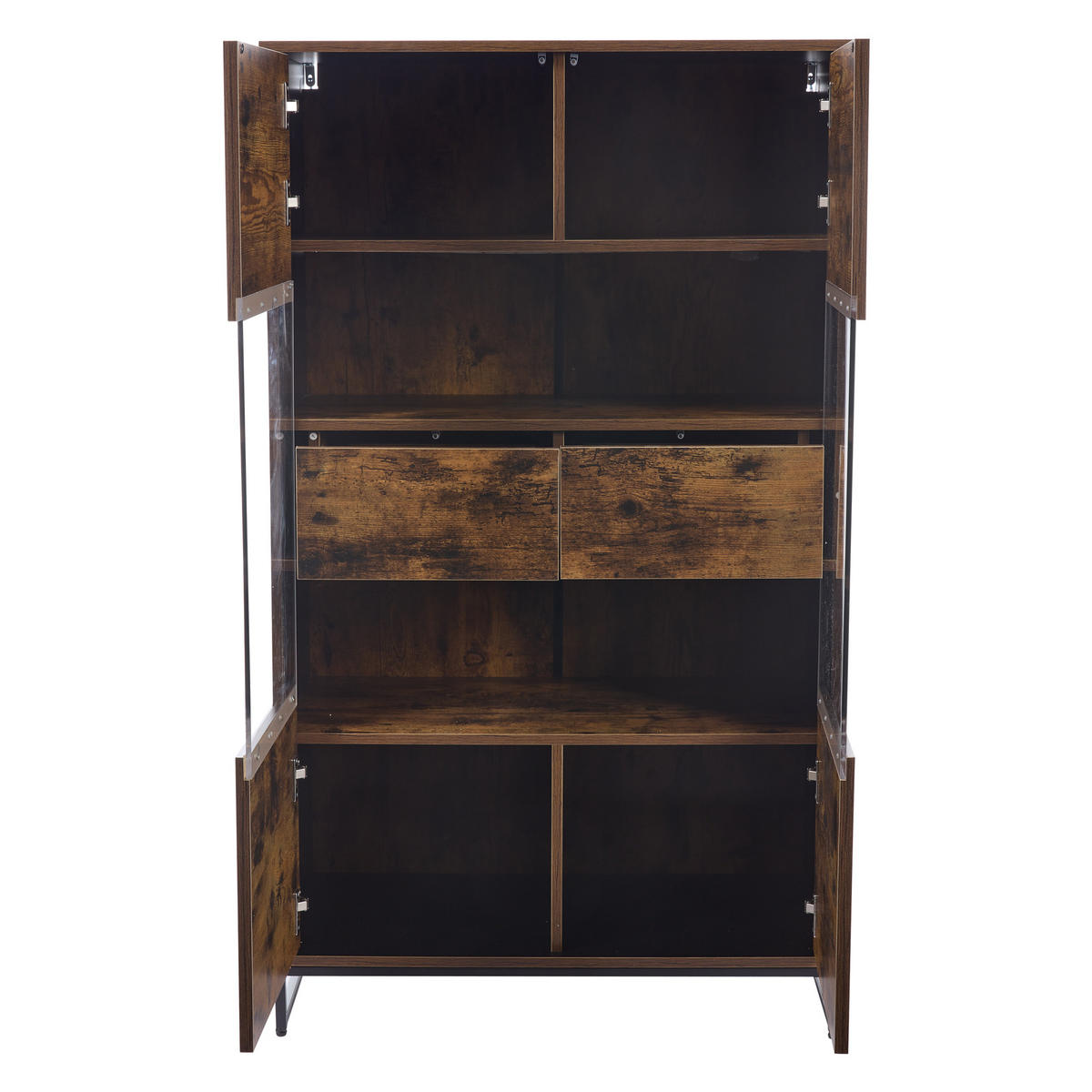 VITRINE LED Standvitrine 2 Schubladen Acryl Schwarz Holz - Multicolor, Holzwerkstoff (80/138/40cm) - FLIEKS