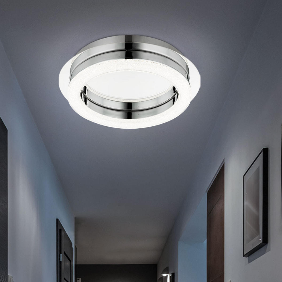 LED DECKENLEUCHTE Acryl Kristall Silber 2er Set - Silberfarben, Metall (28/28/6.7cm) - Globo Lighting