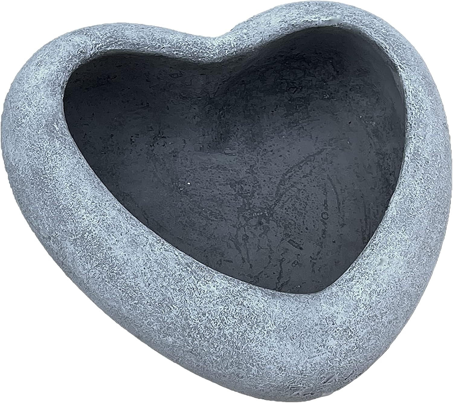 KLEINE Vogeltränke Herz Pflanzschale aus massiven Steinguss frostfest - Grau, Stein (19/7/18cm) - stoneandstyle