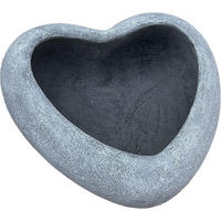 KLEINE Vogeltränke Herz Pflanzschale aus massiven Steinguss frostfest - Grau, Stein (19/7/18cm) - stoneandstyle