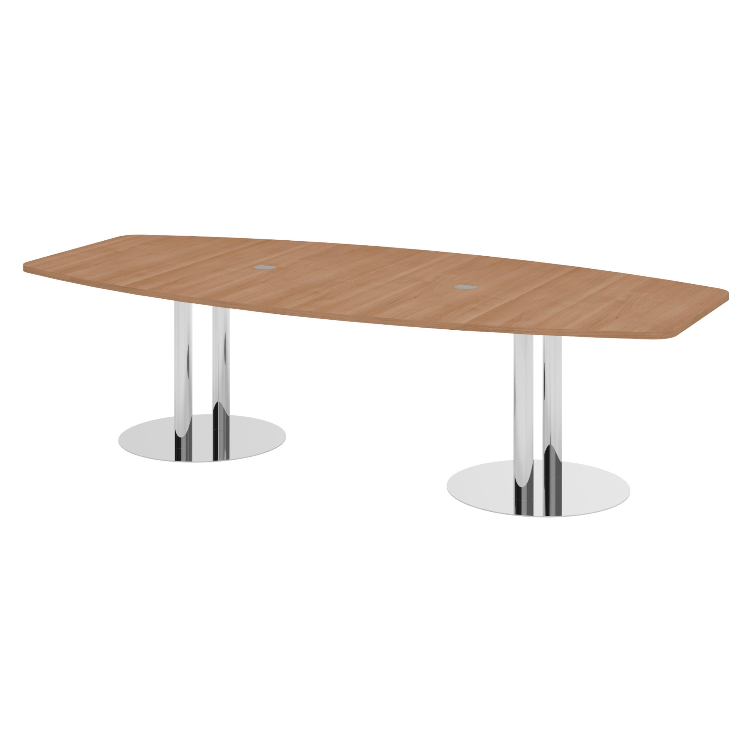 KONFERENZTISCH mittel KT28 130/280/74,5 cm in Nussbaumfarben/Chromsäulen - Chromfarben/Nussbaumfarben, Holzwerkstoff (130/280/74.5cm) - bümö