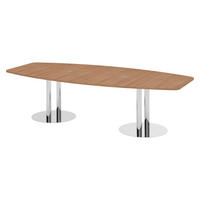 KONFERENZTISCH mittel KT28 130/280/74,5 cm in Nussbaumfarben/Chromsäulen - Chromfarben/Nussbaumfarben, Holzwerkstoff (130/280/74.5cm) - bümö