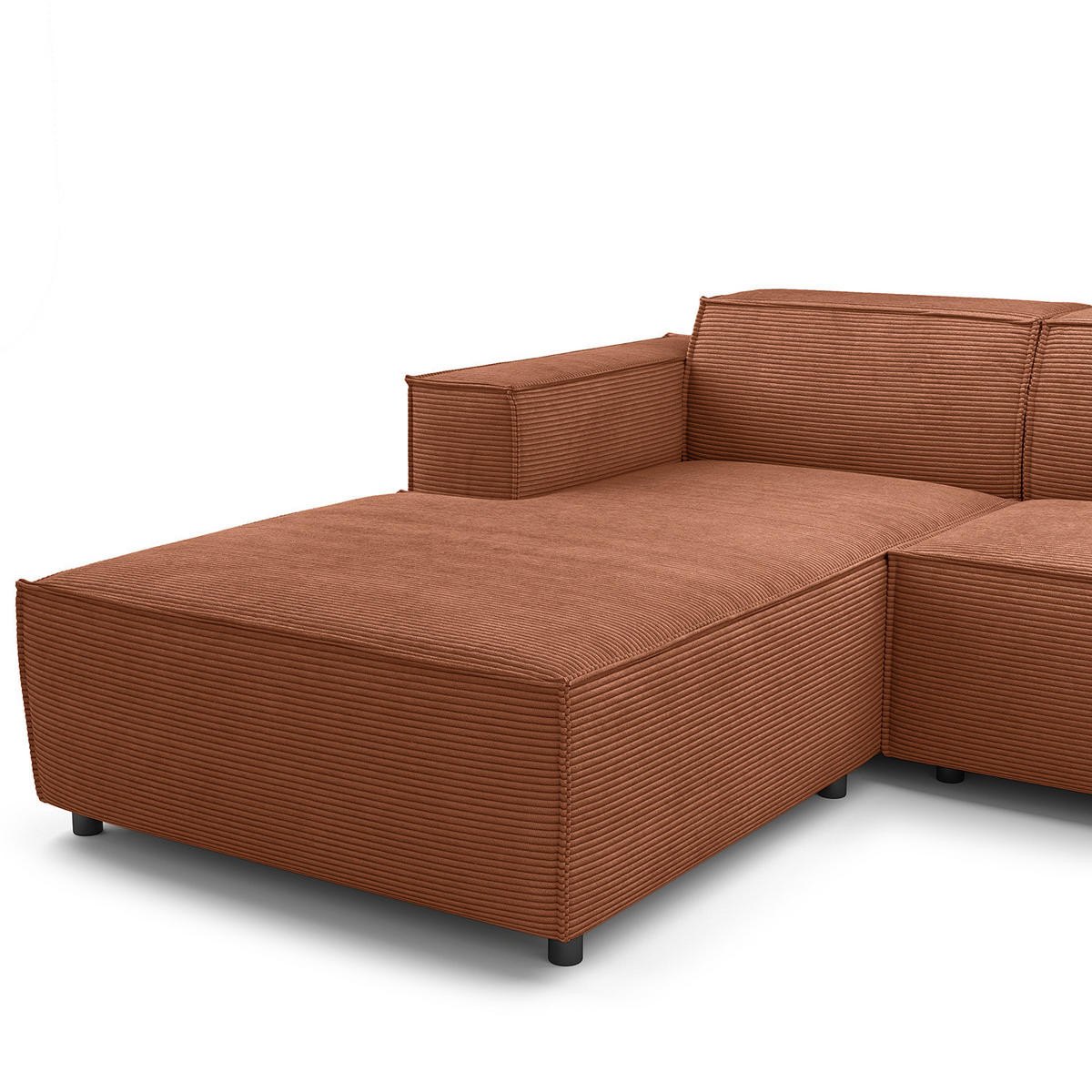 WOHNLANDSCHAFT mit Longchair & Ottomane - Schwarz/Braun, Kunststoff/Textil (369/70/234cm) - home24