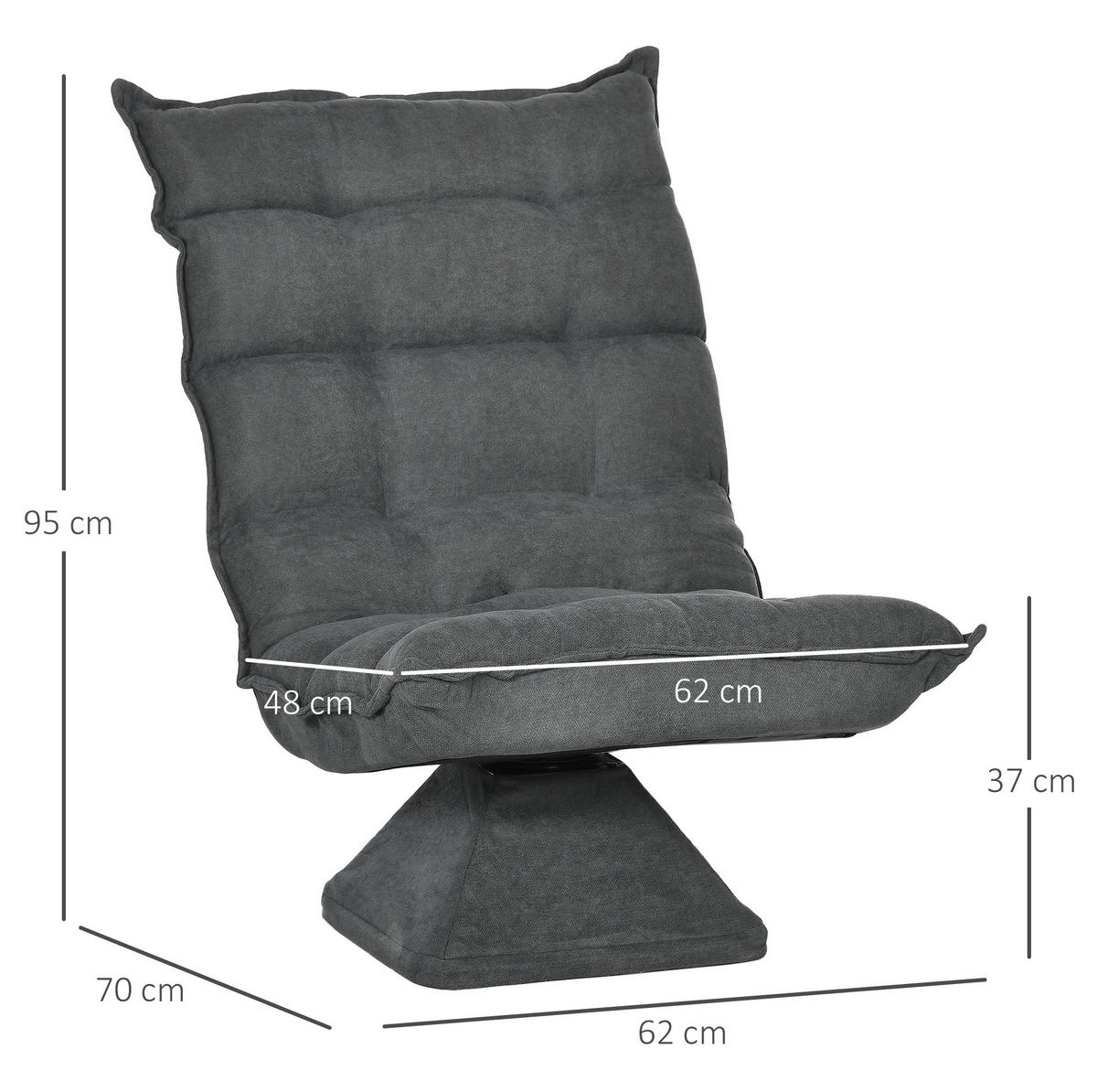 BODENSESSEL drehbar mit verstellbarer Rückenlehne 62 x 70 x 95 cm Grey - Grau, Kunststoff (70/95/62cm) - Beauniv