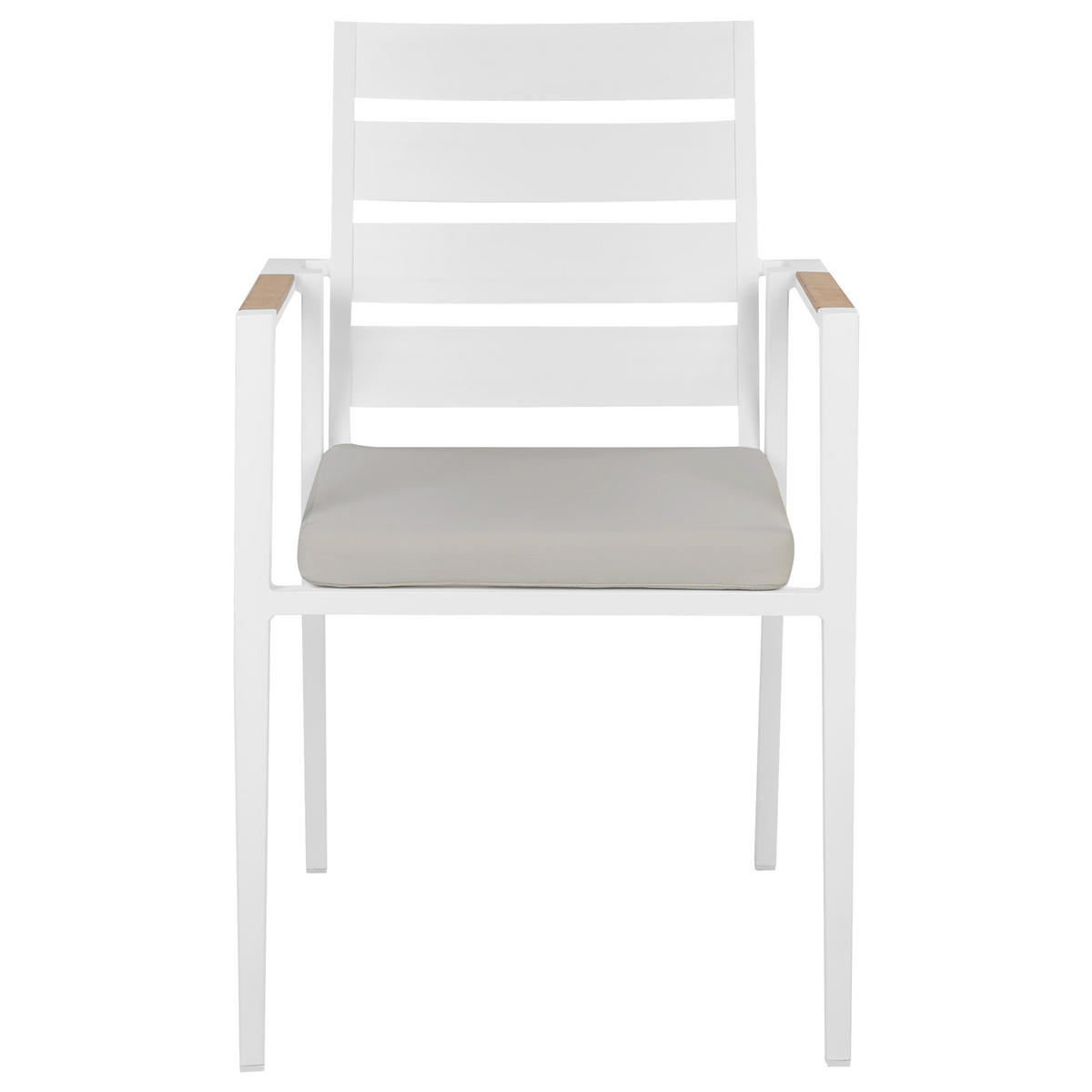 GARTENTISCH-SET 4-Sitzer Weiß Maletto/Taviano - Hellbraun/Beige, Metall - Beliani