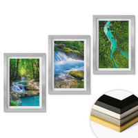 WANDBILDER 3er Set - 20x30 cm Silberner Rahmen - Grüne Wälder, kristallklares Wasser - Silberfarben, Kunststoff (20/30cm) - ArtPrintCave