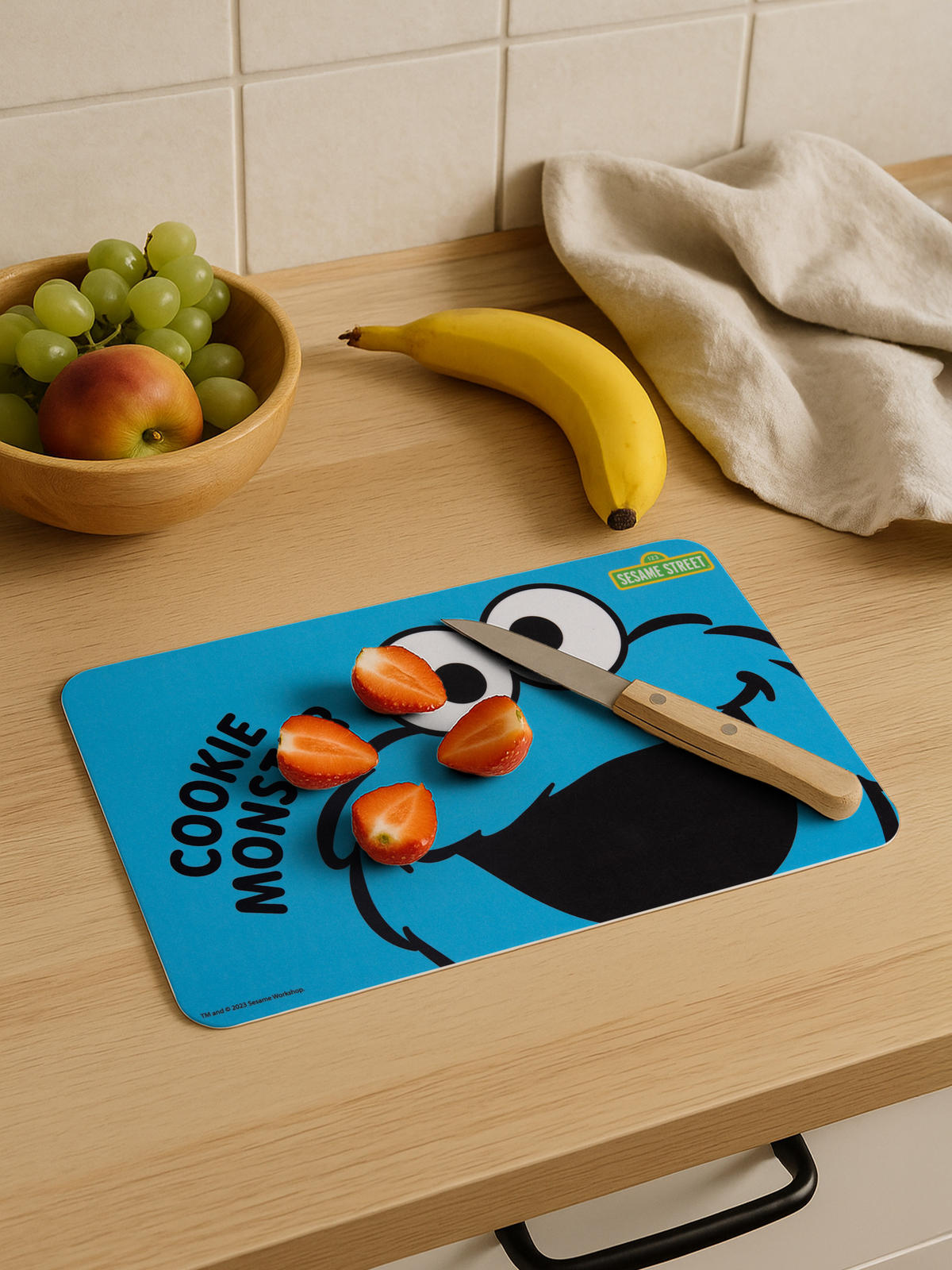 BRETTCHEN Sesamstraße Krümelmonster Blau 14,5 x 23,5 cm - Blau, Kunststoff (14.5/23.5cm) - United Labels