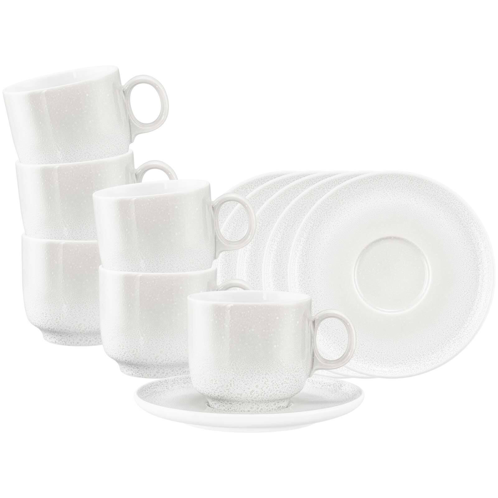 CAPPUCCINOTASSEN MIT UNTERTASSEN Sento Home Aura white 300 ml 6er Set - Weiß, Keramik (0.3L) - Seltmann Weiden