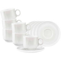 CAPPUCCINOTASSEN MIT UNTERTASSEN Sento Home Aura white 300 ml 6er Set - Weiß, Keramik (0.3L) - Seltmann Weiden