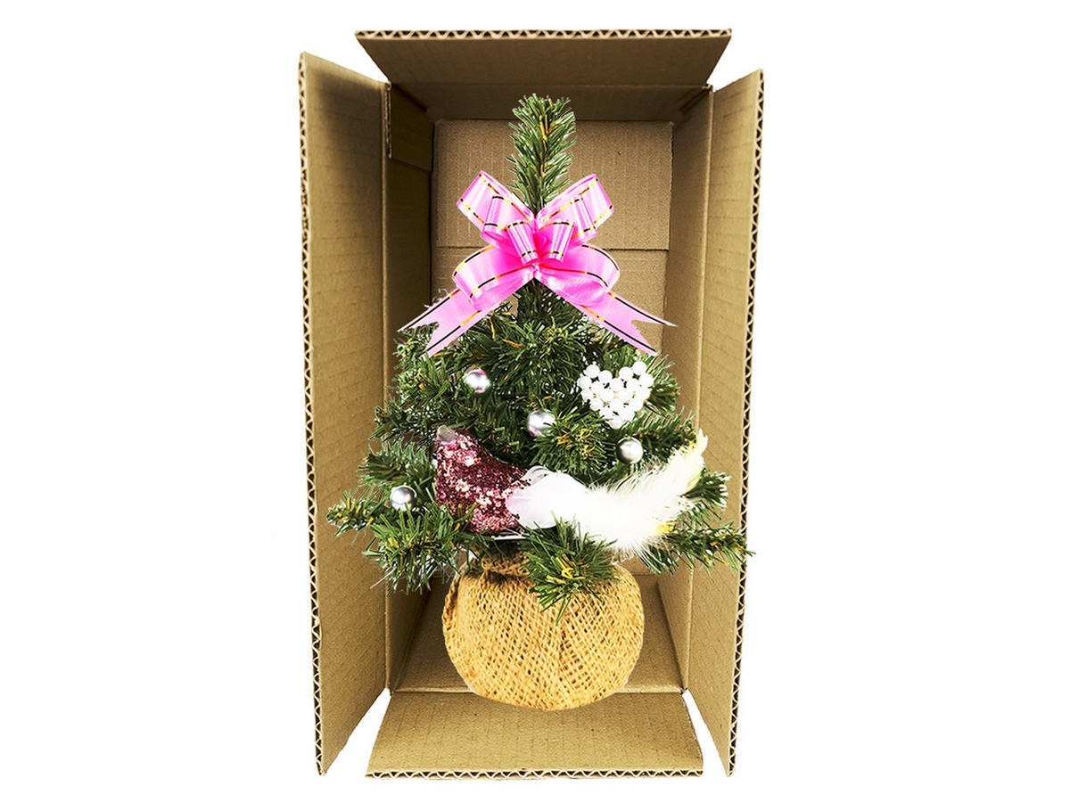 LAALU WEIHNACHTSBAUM geschmückt künstlich mit 13 Ornamenten TINY 2 im Topf 25 cm - Silberfarben/Weiß, Kunststoff (25cm) - LAALU