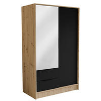 DREHTÜRENSCHRANK CAVA 102/200/51 cm Modern Kleiderschrank 2-türig mit Spiegel Eiche Artisan - Eiche Artisan, Holzwerkstoff (102/200/51cm) - MASSENO