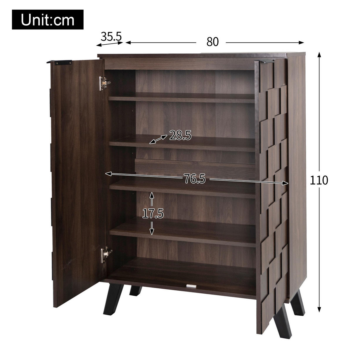 SCHUHSCHRANK aus Spanplatte 80 x 35,5 x 110cm in Naturfarben mit Soft-Close - Naturfarben, Holzwerkstoff (80/110/35.5cm) - Modfu