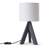 TISCHLAMPE Bajo Canvas - Weiß, Holz (17/17/35cm) - Paco Home