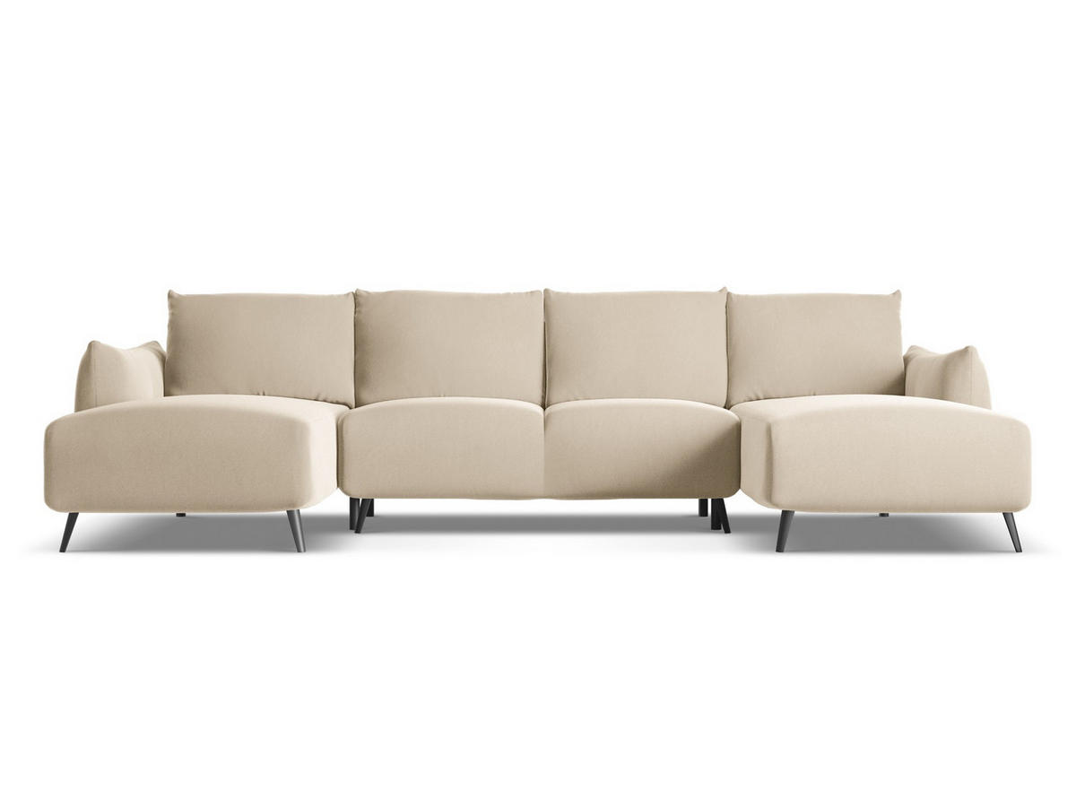 WOHNLANDSCHAFT Samt Stoff Beige - Beige/Creme, Textil/Metall (317/86/162cm) - Makamii