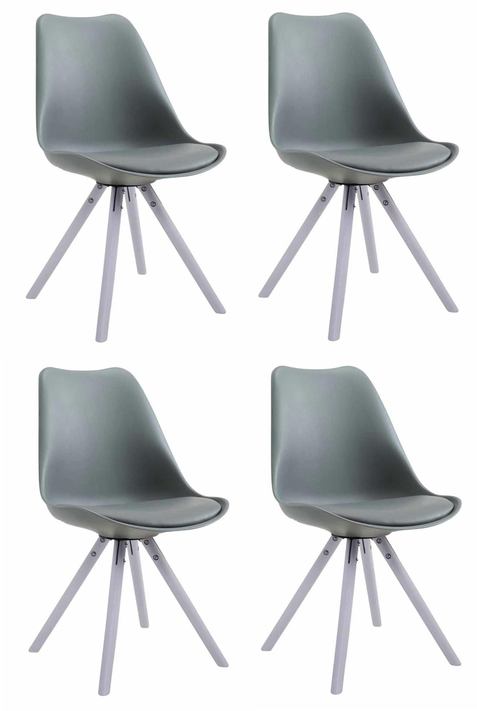 STUHL 4er Set Lederlook grau - Weiß/Grau, Holz/Textil (48/83/56cm) - CLP