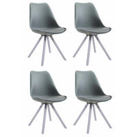 STUHL 4er Set Lederlook grau - Weiß/Grau, Holz/Textil (48/83/56cm) - CLP