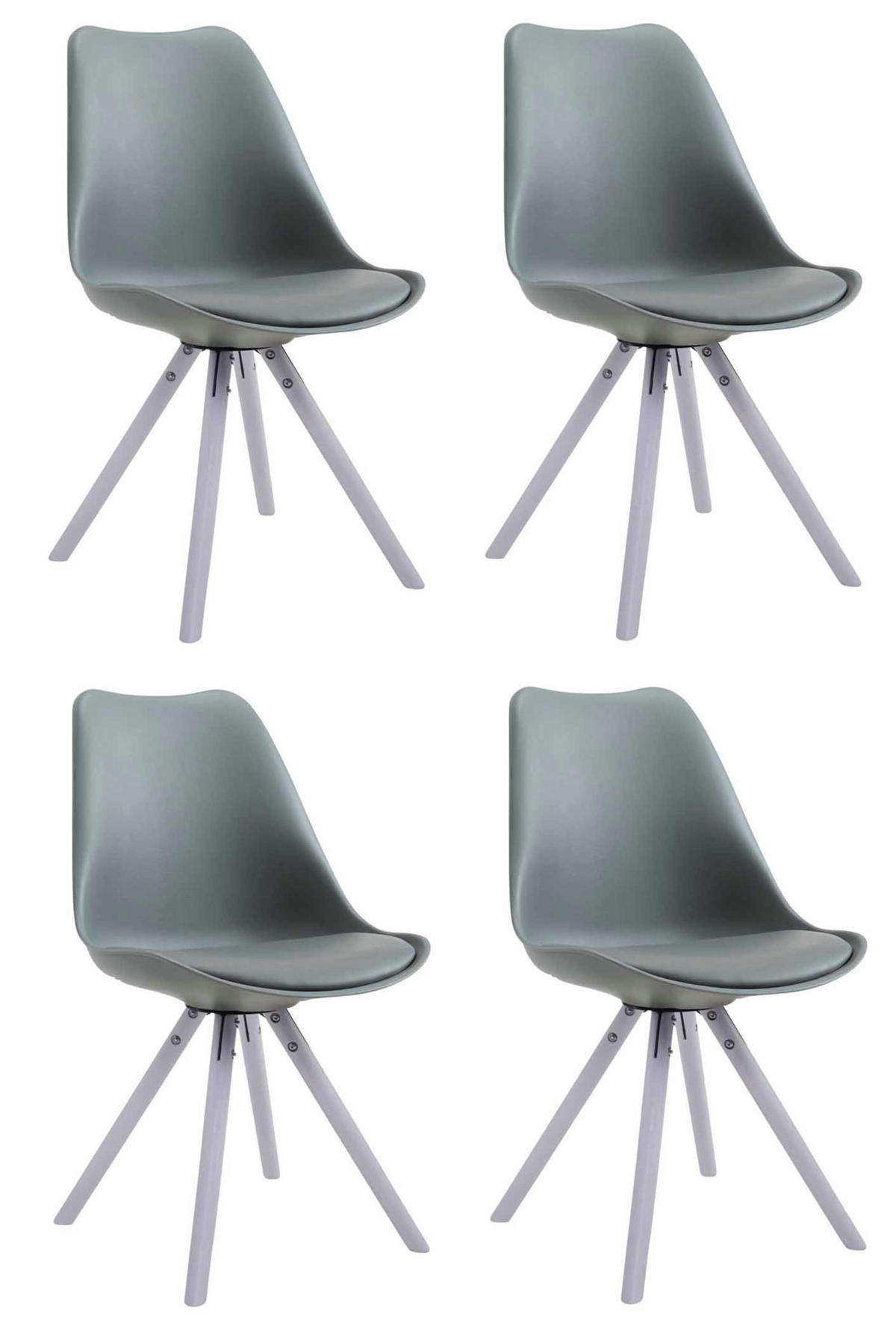 STUHL 4er Set Lederlook grau - Weiß/Grau, Holz/Textil (48/83/56cm) - CLP