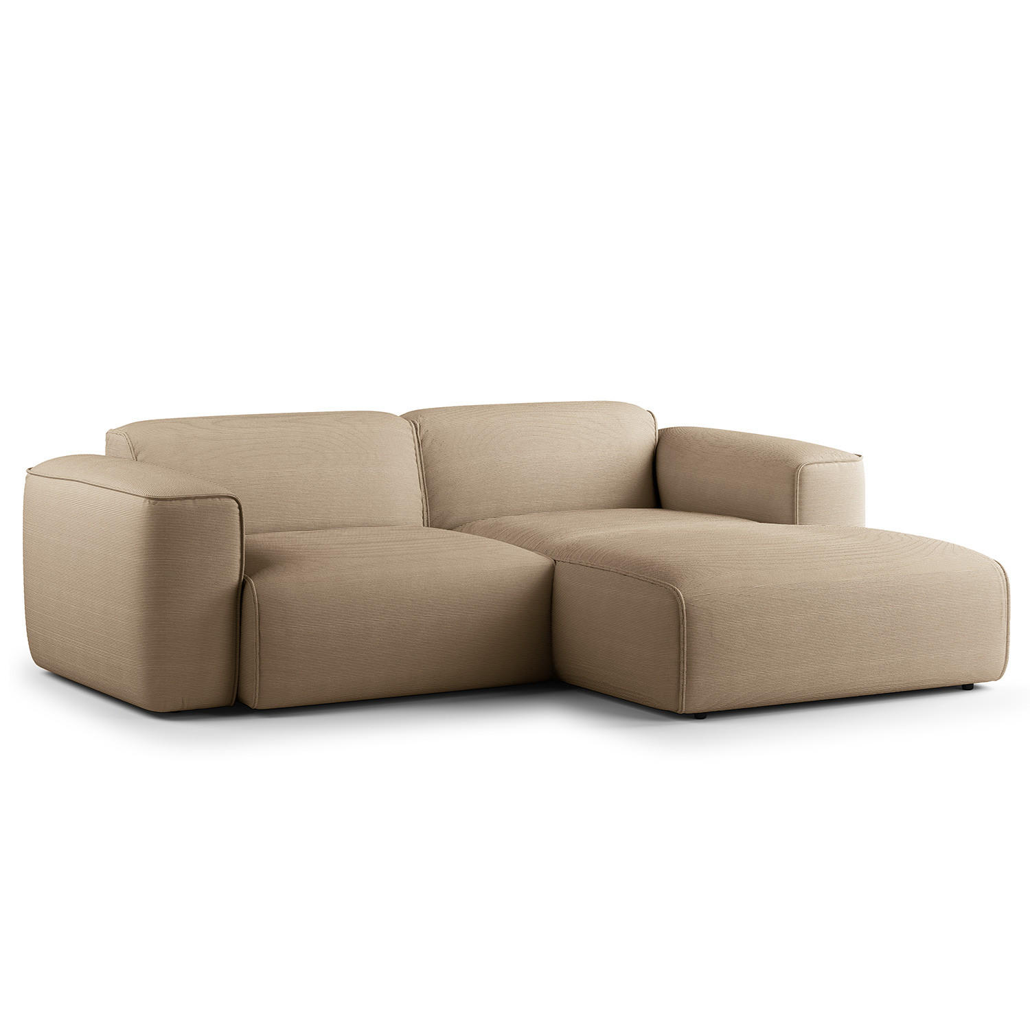 ECKSOFA mit XL-Longchair - Taupe/Schwarz, Kunststoff/Textil (260/171cm) - home24