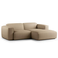 ECKSOFA mit XL-Longchair - Taupe/Schwarz, Kunststoff/Textil (260/171cm) - home24