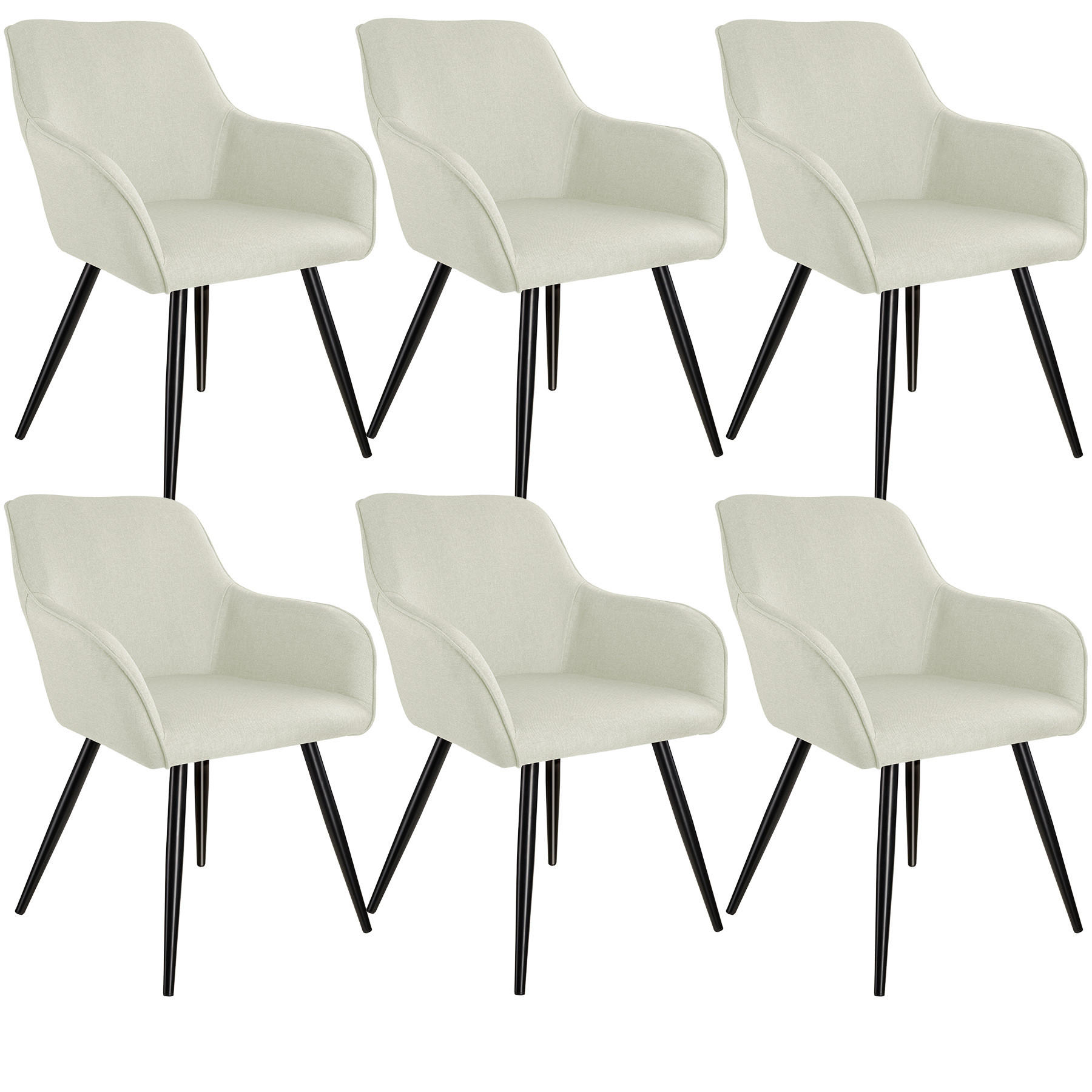 ESSZIMMERSTUHL 6er Set Marilyn 58 x 62 x 82 cm crème/schwarz - Creme/Schwarz, Textil (58/82/62cm) - tectake