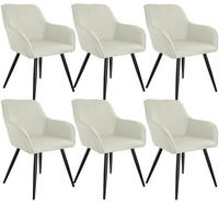 ESSZIMMERSTUHL 6er Set Marilyn 58 x 62 x 82 cm crème/schwarz - Creme/Schwarz, Textil (58/82/62cm) - tectake