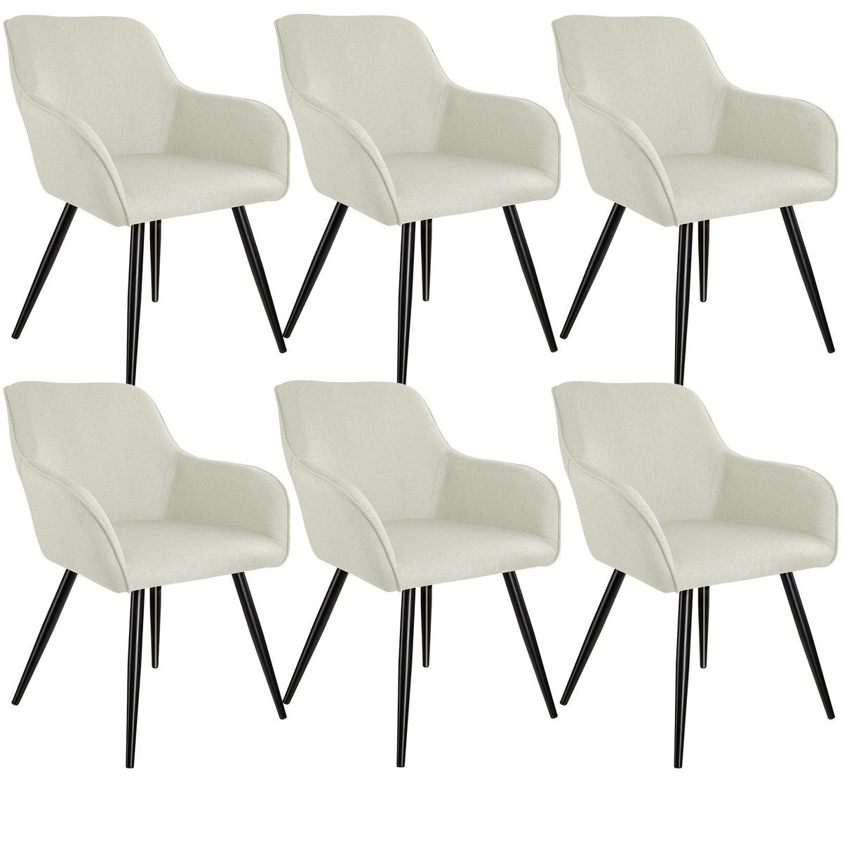 ESSZIMMERSTUHL 6er Set Marilyn 58 x 62 x 82 cm crème/schwarz - Creme/Schwarz, Textil (58/82/62cm) - tectake