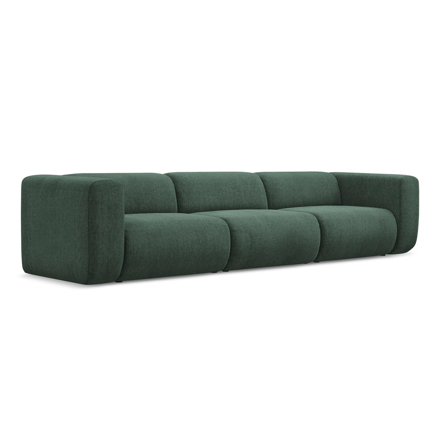 4-SITZER-SOFA Chenille Stoff Grün - Schwarz/Grün, Kunststoff/Textil (319/70/89cm) - LaMiaSofa