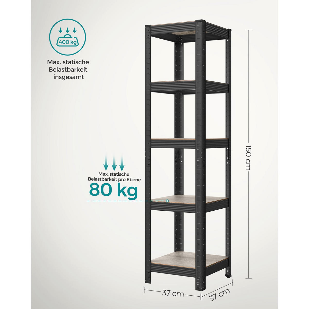 STANDREGAL COPENHAGEN - Schwarz, Holzwerkstoff (37/150/37cm) - Hansiro