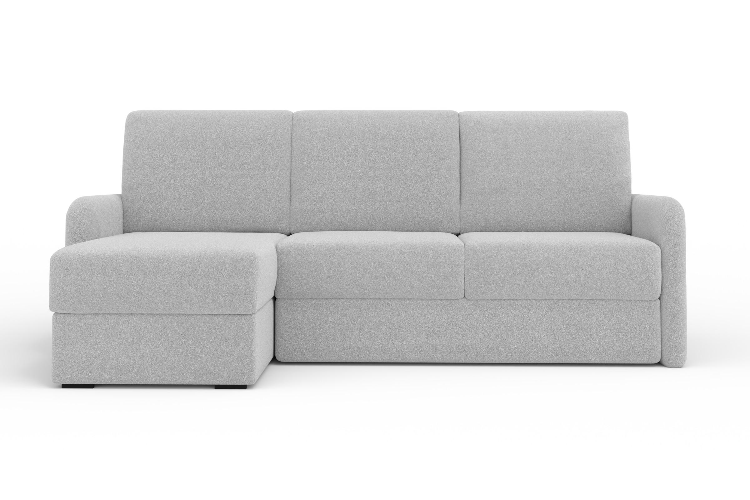 ECKSOFA BIANCO 215 cm breit in Boucle Hellgrau links - Hellgrau, Holzwerkstoff/Textil (215/145cm) - Deine Möbel 24