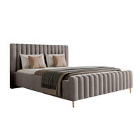 POLSTERBETT Lux Grau 160x200 cm mit Stauraum, Kopfteil, Lattenrost, Goldenen Füßen, Stoff Amon - Goldfarben/Grau, Holzwerkstoff/Kunststoff (160/200cm)