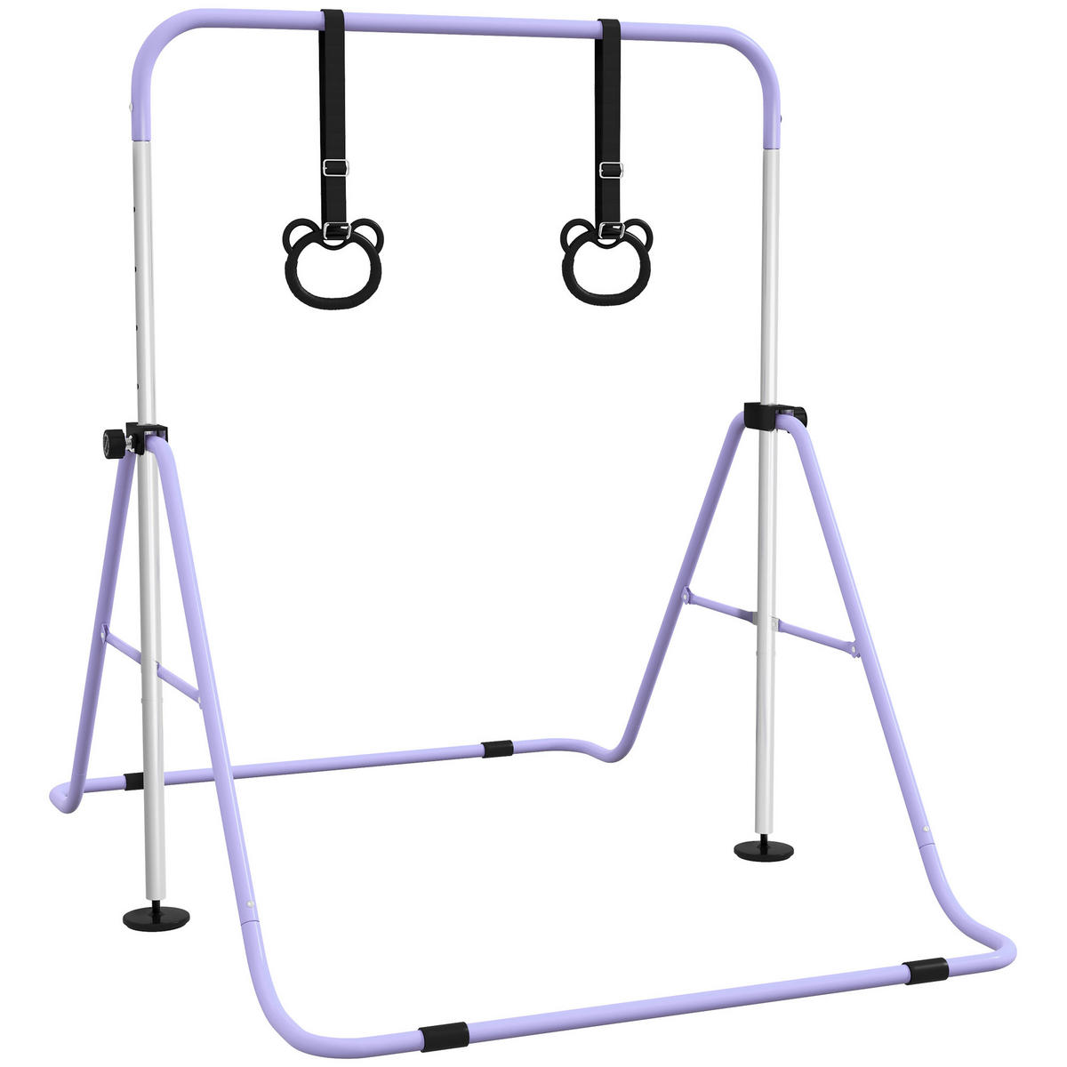 KINDER-TURNBARREN DE-10928 mit Ringen höhenverstellbar klappbar Pink - Violett, Metall (105/148cm) - ComfortXL