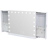 SCHMINKSPIEGEL mit LED-Beleuchtung integrierter Schmuckbox und Bluetooth weiß 80/60 cm - Weiß, Metall (80/60/10cm) - VANITII