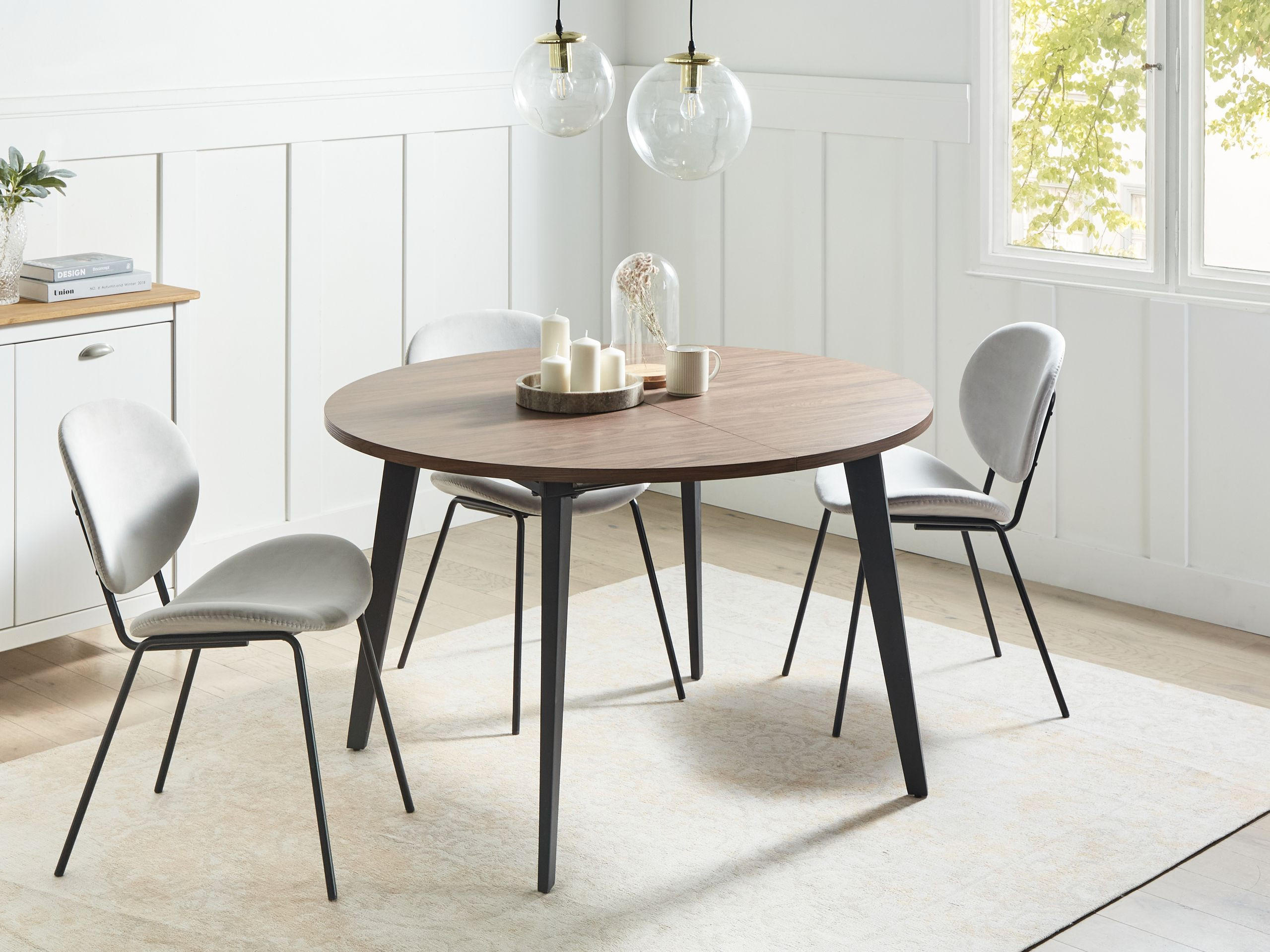 AUSZIEHBARER-ESSTISCH 120/150-120 cm Dunkler Holzfarbton/Schwarz Bovina - Dunkelbraun/Schwarz, Holzwerkstoff (120/120/75cm) - Beliani