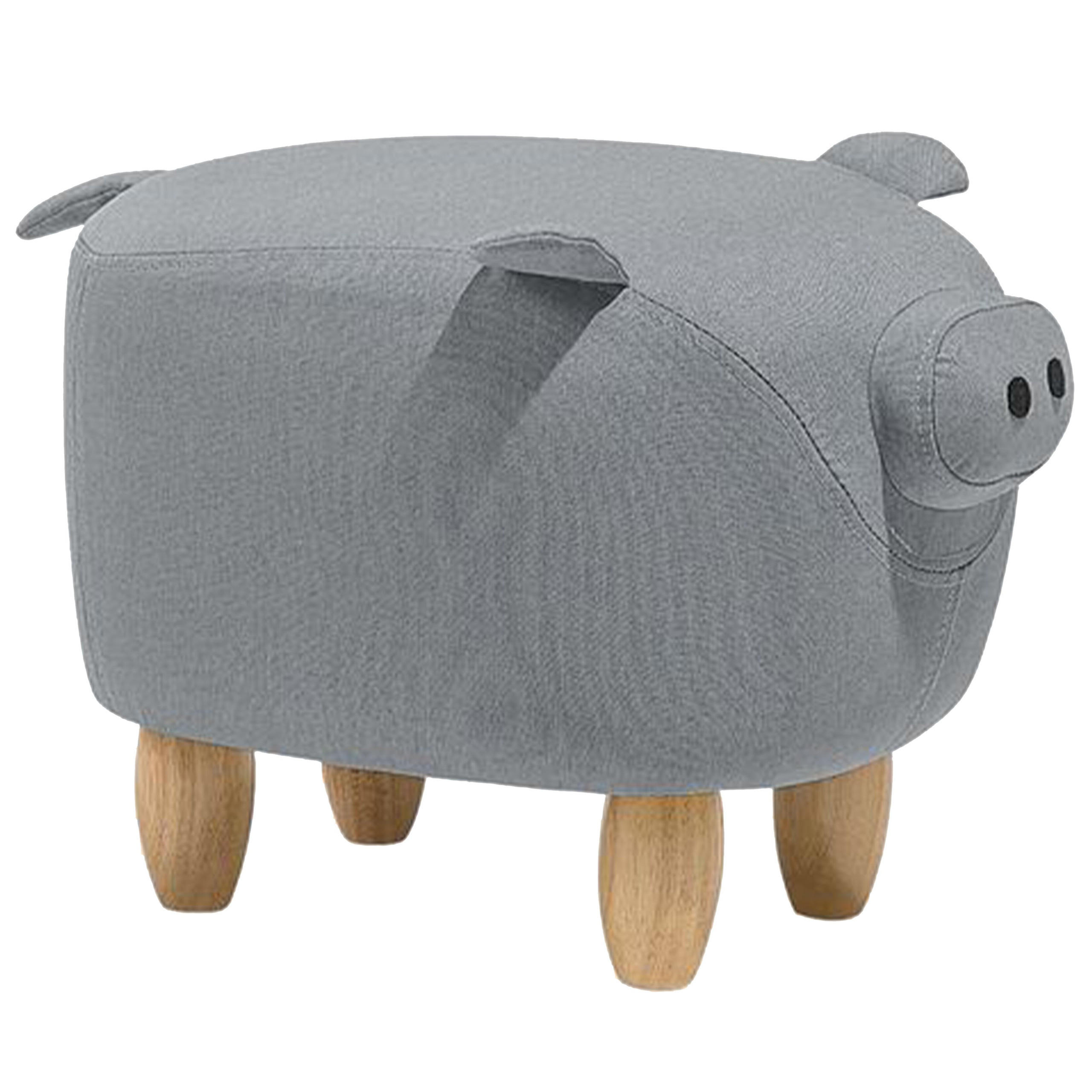 TIERHOCKER Piggy 32/50/35 cm - Grau, Kunststoff/Textil (50/35/32cm) - Beliani
